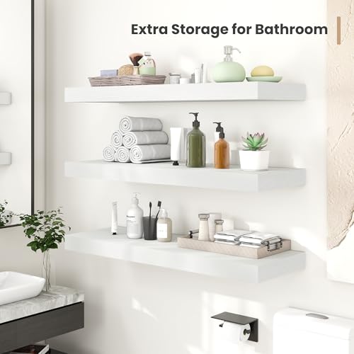 12 x 12 Deep Floating Shelves Wall Mounted Set of 2 White (2 Count)