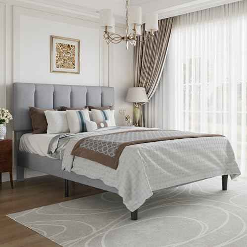 Full Bed Frame with Upholstered Headboard