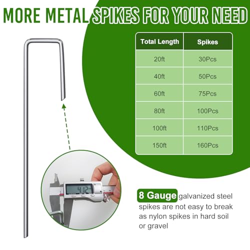 Landscape Edging 4 Inch Tall 100FT with 110Pcs Metal Spikes
