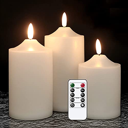 Waterproof Flameless Flickering LED Candles with Remote & Timer (3 Count)