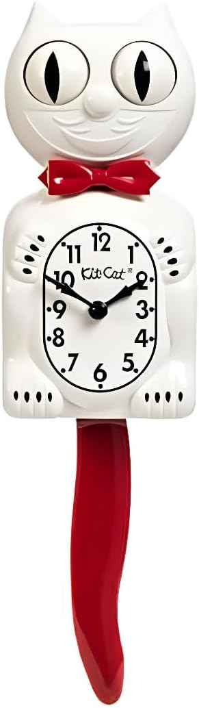 Kit-Cat Clock® Limited Edition Candy Cane Red - Retro Cat Clock with Moving Eyes and Tail, Battery Operated, Made in USA