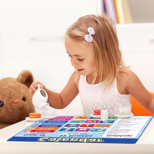 Educational Placemats Set of 6 Preschool Kid Plastic Table Mat 17×13×0.04in (6 Count)