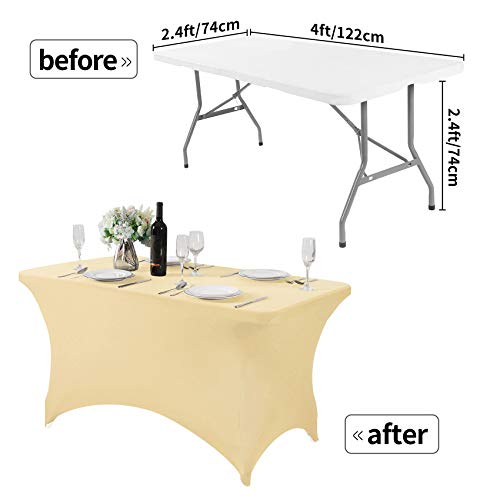 2Pack Spandex Table Cover for 4FT or 6ft or 8ft Table Universal Fitted Stretch Tablecloth for Party (2 Count)