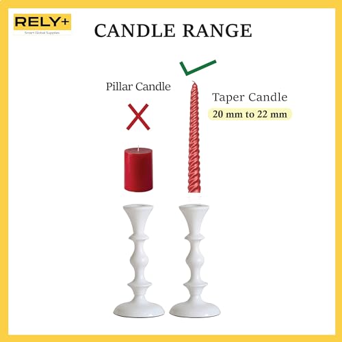 White Metal Taper Candle Holders Set of 2