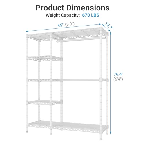 V7 Clothing Rack with Shelves Heavy duty Closet for Hanging Clothes