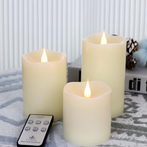 Flameless Candles Battery Operated with Remote Timer (3 Count)