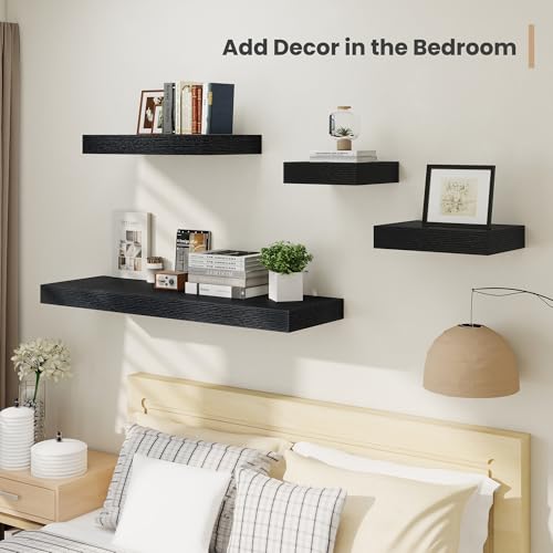 12 x 12 Deep Floating Shelves Wall Mounted Set of 2 Black (2 Count)