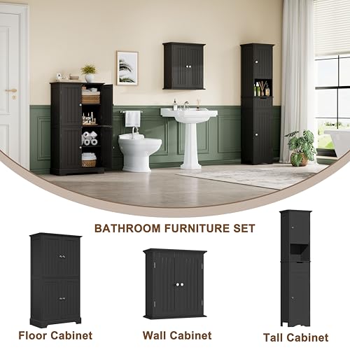 Bathroom Floor Cabinet with Adjustable Shelves