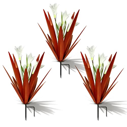 Metal Agave Plant Outdoor Decoration Lily Mexican Yard Art Garden Statue (3 Count)