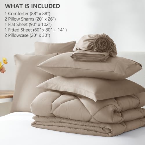 Queen Comforter Set with Sheets Khaki