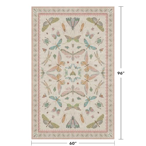 Washable 5x8 Light Pink Rug for Bedroom (40 Sq Ft)
