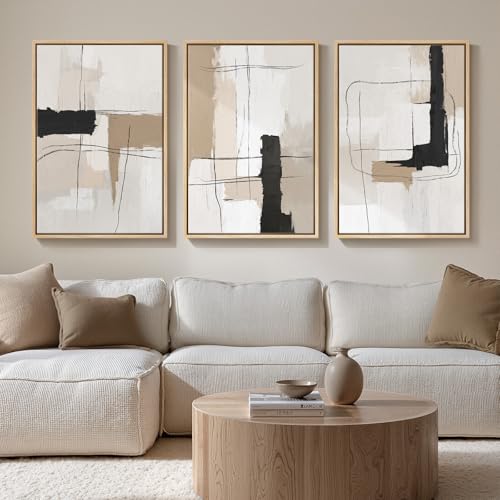 Large Framed Abstract Wall Art (3 Count)