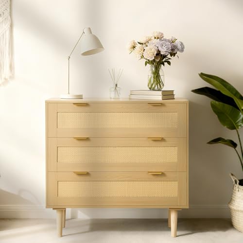 3 Drawer Rattan Dresser