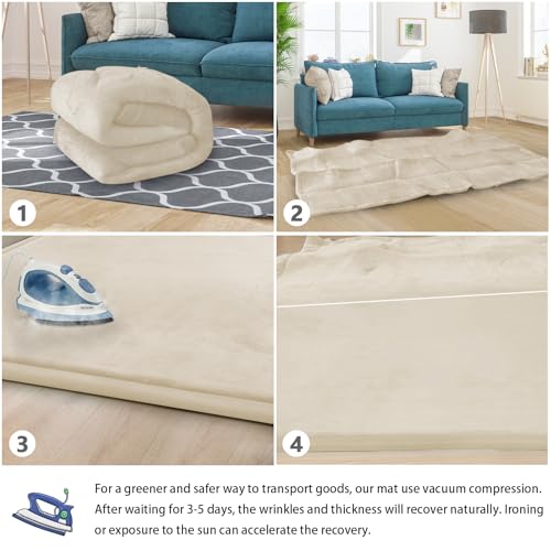 Baby Play Mat for Floor Nursery Rug Muscle Mat Area Rug Playroom Rug 47"x47" Playpen Mat Elastic Foam 1.3" Thick Crawling Mat for Babies