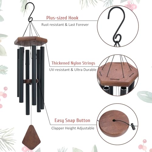 Wind Chimes for Outside 30 inch Black Box Chime Decor Outdoor