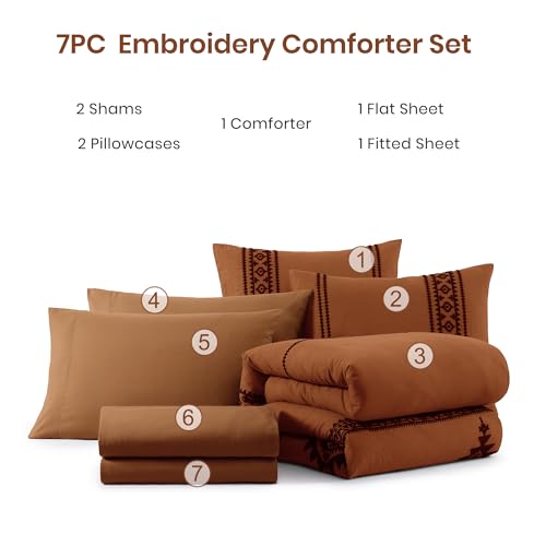 Embroidery King Size Comforter Set 7 Pieces Western Bed in a Bag