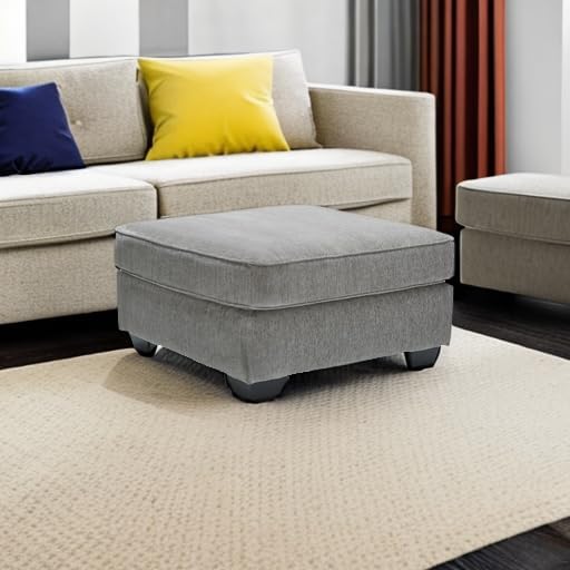 Signature Design by Ashley Altari Modern Square Oversized Ottoman, Light Gray