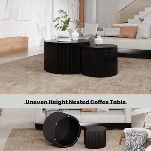 Round Nesting Coffee Table for Small Spaces