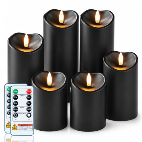 Halloween Black Waterproof LED Candles with Remote Timer