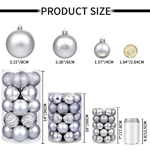 60mm 2.36" Christmas Ball Ornaments Shatterproof Christmas Ornaments Set Decorations for Xmas Tree Balls (34 Count)