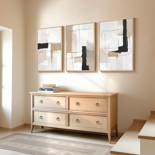 Framed Neutral Black and White Abstract Wall Art (3 Count)