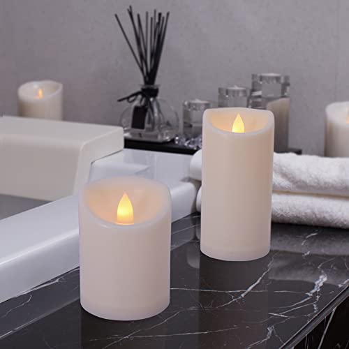 Outdoor Flameless Pillar Candles with Remote Timer Battery Operated Candles