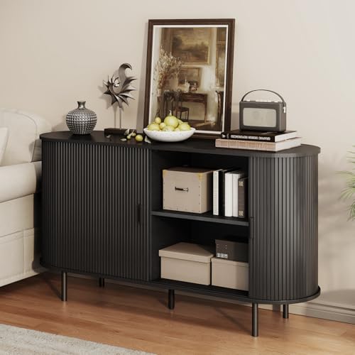 55" Fluted Buffet Sideboard Cabinet with Sliding Door