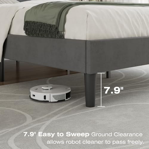 Full Size Bed Frame with Upholstered Headboard