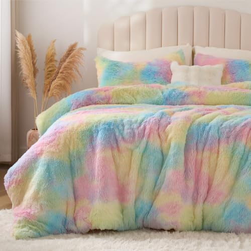 Multi Pink Fluffy Comforter Set King