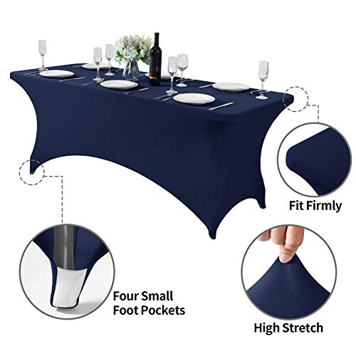2Pack Spandex Table Cover for 6Ft or 4fT or 8ft Table Universal Fitted Stretch Tablecloth for Party