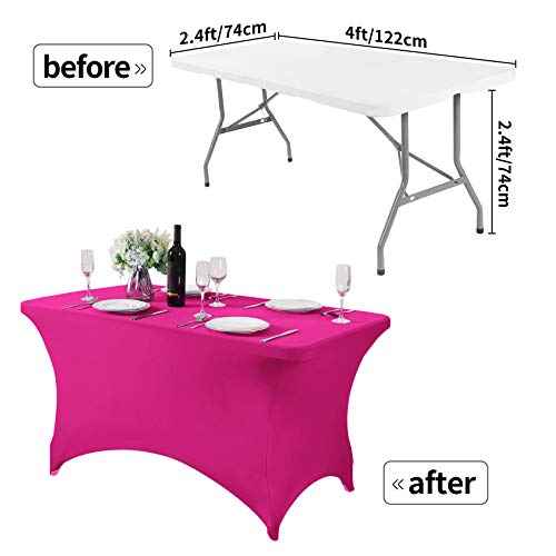 2Pack Spandex Table Cover for 4FT or 6ft or 9ft Table Universal Fitted Stretch Tablecloth for Party (2 Count)