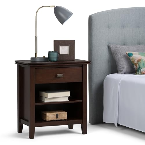 Artisan 24" Wide Solid Wood Bedside Table in Russet Brown