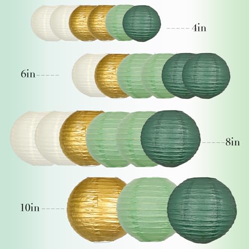 21 Pack Sage Green Paper Lanterns (21 Count)
