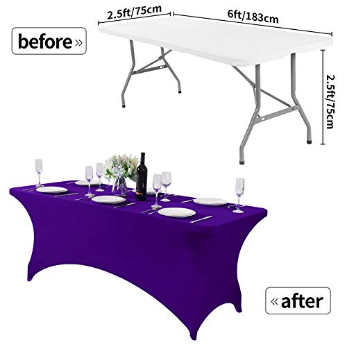 2Pack Spandex Table Cover for 6Ft or 4fT or 8ft Table Universal Fitted Stretch Tablecloth for Party (2 Count)