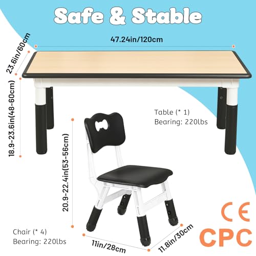 Kids Table and 4 Chairs Set for Ages 3 (5 Count)