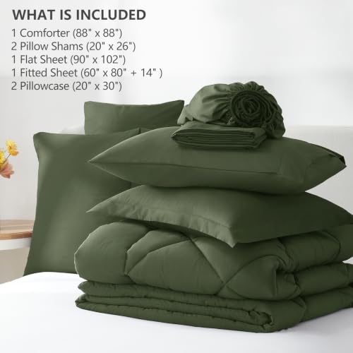 Queen Comforter Set Olive Green