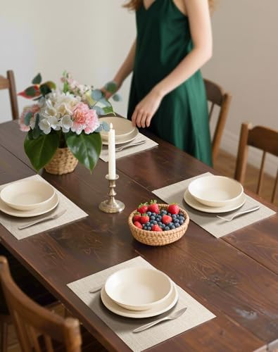 Woven Vinyl Beige Placemats Set of 12 (12 Count)