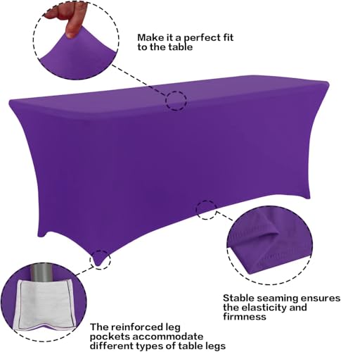 8FT Table Cloth for Rectangular Spandex Purple Table Cover