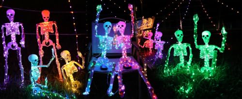 2Pack36 Halloween Skeleton Decoration with Orange&Purple Light (Orange&Purple Light)