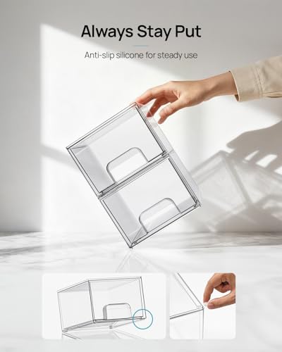 12 Pack Small Clear Stackable Storage Drawers (12 Count)