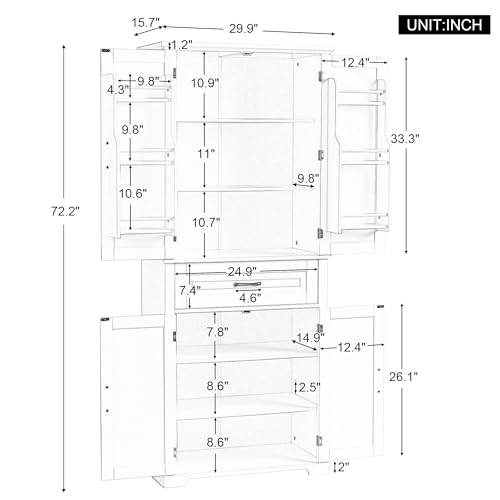 72.2" Storage Cabinet with Doors and Drawers