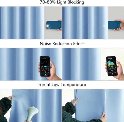 Sky Blue Back Tab Blackout Curtains 52x90 Inch Long 2 Panels Set (2 Count)