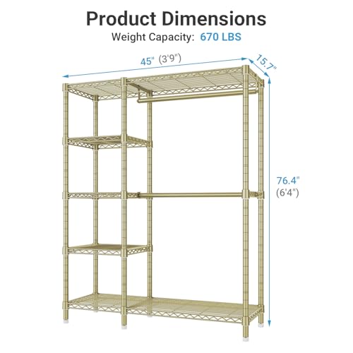 V7 Garment Rack with Shelves Portable Closet for Hanging Clothes