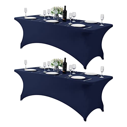 2Pack Spandex Table Cover for 8FT or 4ft or 6ft Table Universal Fitted Stretch Tablecloth for Party (2 Count)