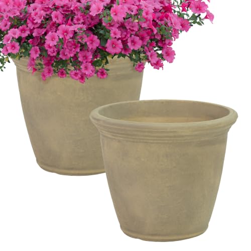 Sunnydaze Anjelica 15.25'' Large Plastic Planter Pot for Plants (2 Count)