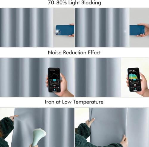 Light Blue Back Tab Blackout Curtains 52x120 Inch Long 2 Panels Set (2 Count)
