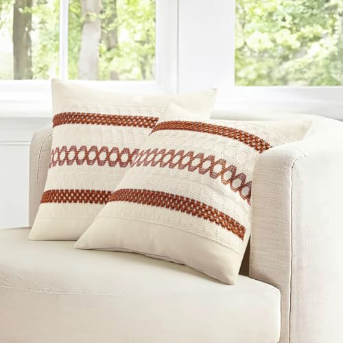 Set of 2 Fall Rust Decorative Pillow Covers 20x20 (2 Count)