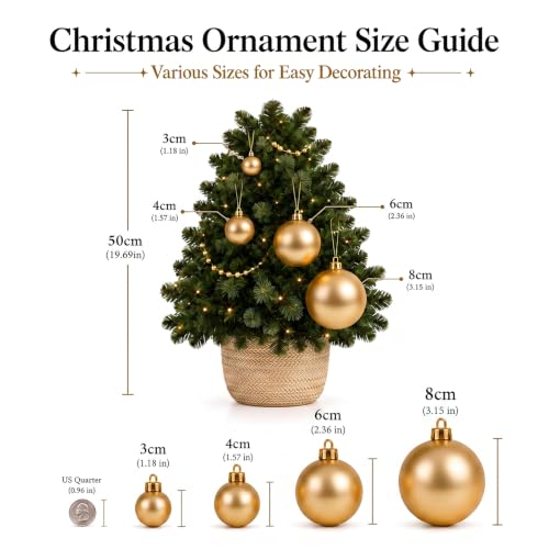 24ct Gold Christmas Ornaments for Tree Decorations (24 Count)