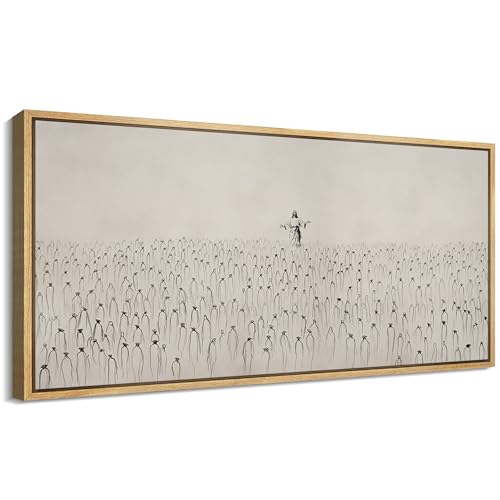Extra Large Framed Canvas Print Wall Art Jesus Among the People Monochrome Religious Illustrations Decorative Colorful Multicolor for Bedroom