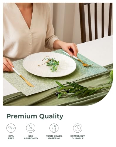 Gradient Green Woven Placemats Set of 24 (24 Count)